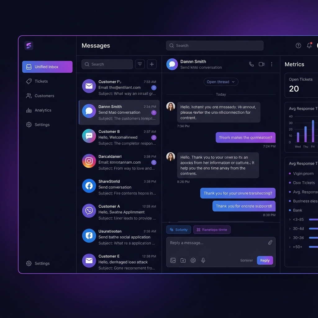 AIOneDesk Help Center dashboard showing knowledge base articles, AI-powered search, and customer self-service portal